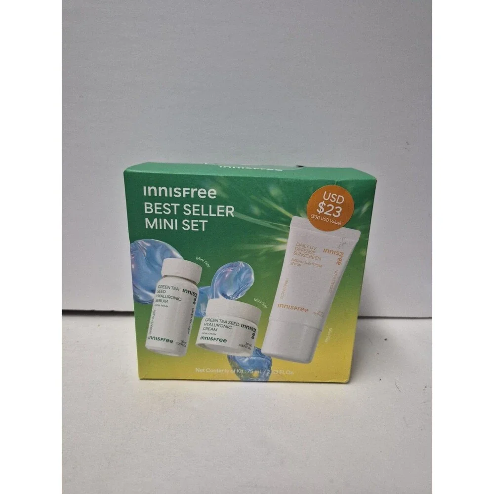 Innisfree Best Seller Mini Set Trio Hyaluronic Serum Cream Sunscreen New